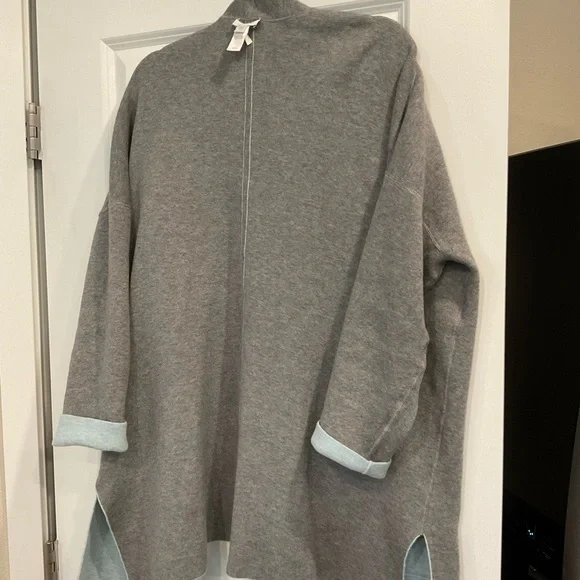 J. Jill Light Teal and Grey Reversible Cardigan - Picture 4 of 5